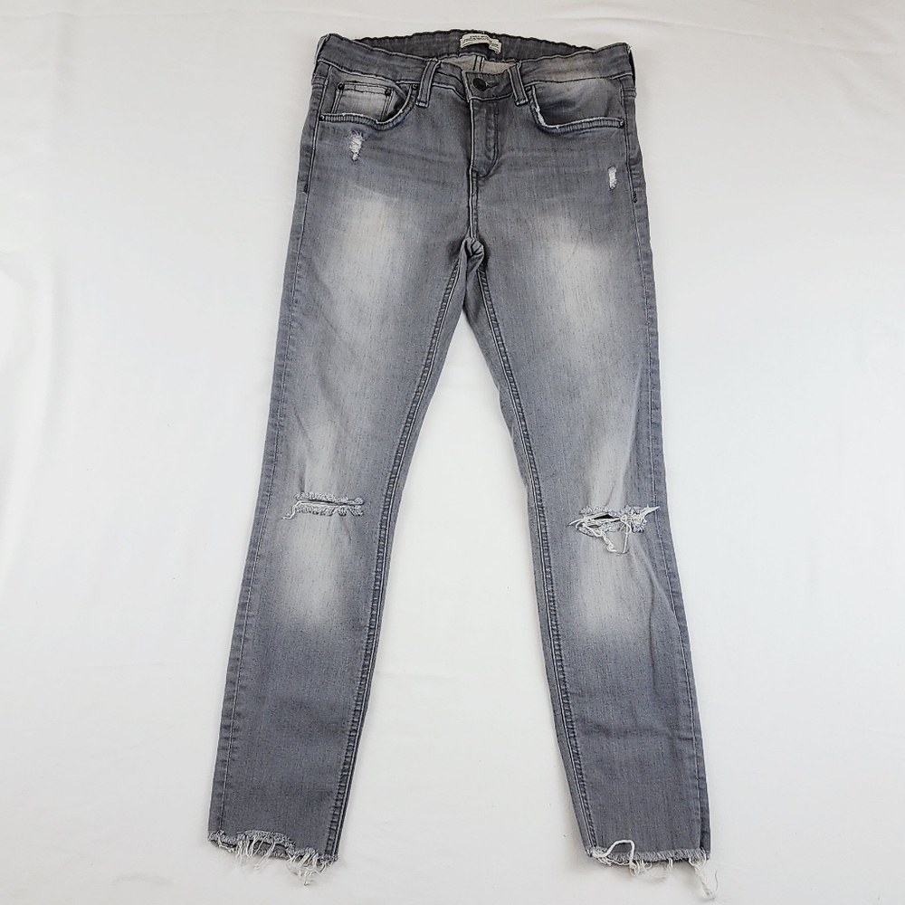 Zara Mid Rise Ripped Ankle Skinny Jeans Pants